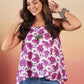 InWeave Light Pink Fuchsia Print Flared Strappy Top - Swadesiicart