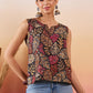 InWeave Black Grey Leaf Print Foil W/S Top - Swadesiicart