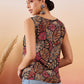 InWeave Black Grey Leaf Print Foil W/S Top - Swadesiicart
