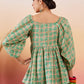 InWeave Cool Green Kantha Print Cold Shoulder Top - Swadesiicart