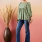 InWeave Cool Green Kantha Print Cold Shoulder Top - Swadesiicart