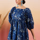 InWeave Indigo Floral Print Cold Shoulder Top - Swadesiicart