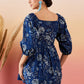 InWeave Indigo Floral Print Cold Shoulder Top - Swadesiicart