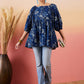 InWeave Indigo Floral Print Cold Shoulder Top - Swadesiicart