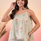InWeave Tea Green Floral Strappe Flare Top - Swadesiicart