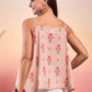 InWeave Light Peach Floral Strappe Flare Top - Swadesiicart