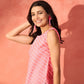 InWeave Pink White Gold Dot Print W/S Top - Swadesiicart