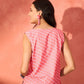 InWeave Pink White Gold Dot Print W/S Top - Swadesiicart