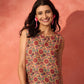 InWeave Mustard Orange Floral Jaal Print W/S Top - Swadesiicart
