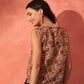 InWeave Mustard Orange Floral Jaal Print W/S Top - Swadesiicart