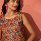 InWeave Mustard Orange Floral Jaal Print W/S Top - Swadesiicart