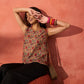 InWeave Mustard Orange Floral Jaal Print W/S Top - Swadesiicart