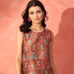 InWeave Rust Bird Jaal Print W/S Top - Swadesiicart