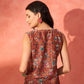 InWeave Rust Bird Jaal Print W/S Top - Swadesiicart
