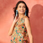 InWeave Corn Yellow Bird Floral Print W/S Top - Swadesiicart