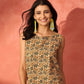 InWeave Light Brown Kalamkari W/S Top - Swadesiicart
