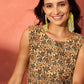 InWeave Light Brown Kalamkari W/S Top - Swadesiicart
