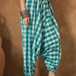 InWeave Light Blue Big Check Cowl Harem - Swadesiicart