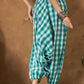 InWeave Light Blue Big Check Cowl Harem - Swadesiicart