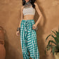 InWeave Light Blue Big Check Cowl Harem - Swadesiicart