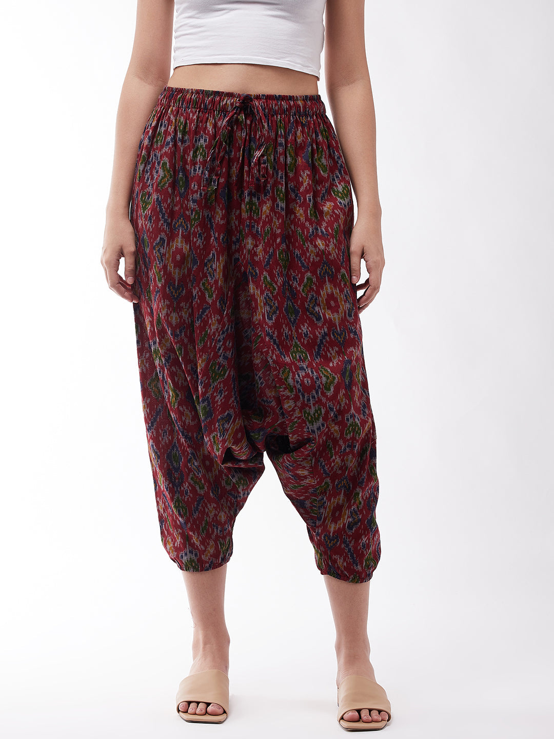 InWeave Women's Abstract Ikkat Harem Pant - Swadesiicart