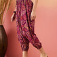 InWeave Wine Maroon Leaf Print Foil Harem Pant - Swadesiicart