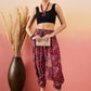 InWeave Wine Maroon Leaf Print Foil Harem Pant - Swadesiicart