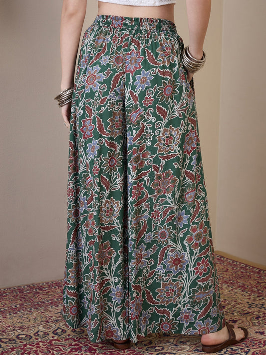 InWeave Green Big Jaal Palazzo - Swadesiicart