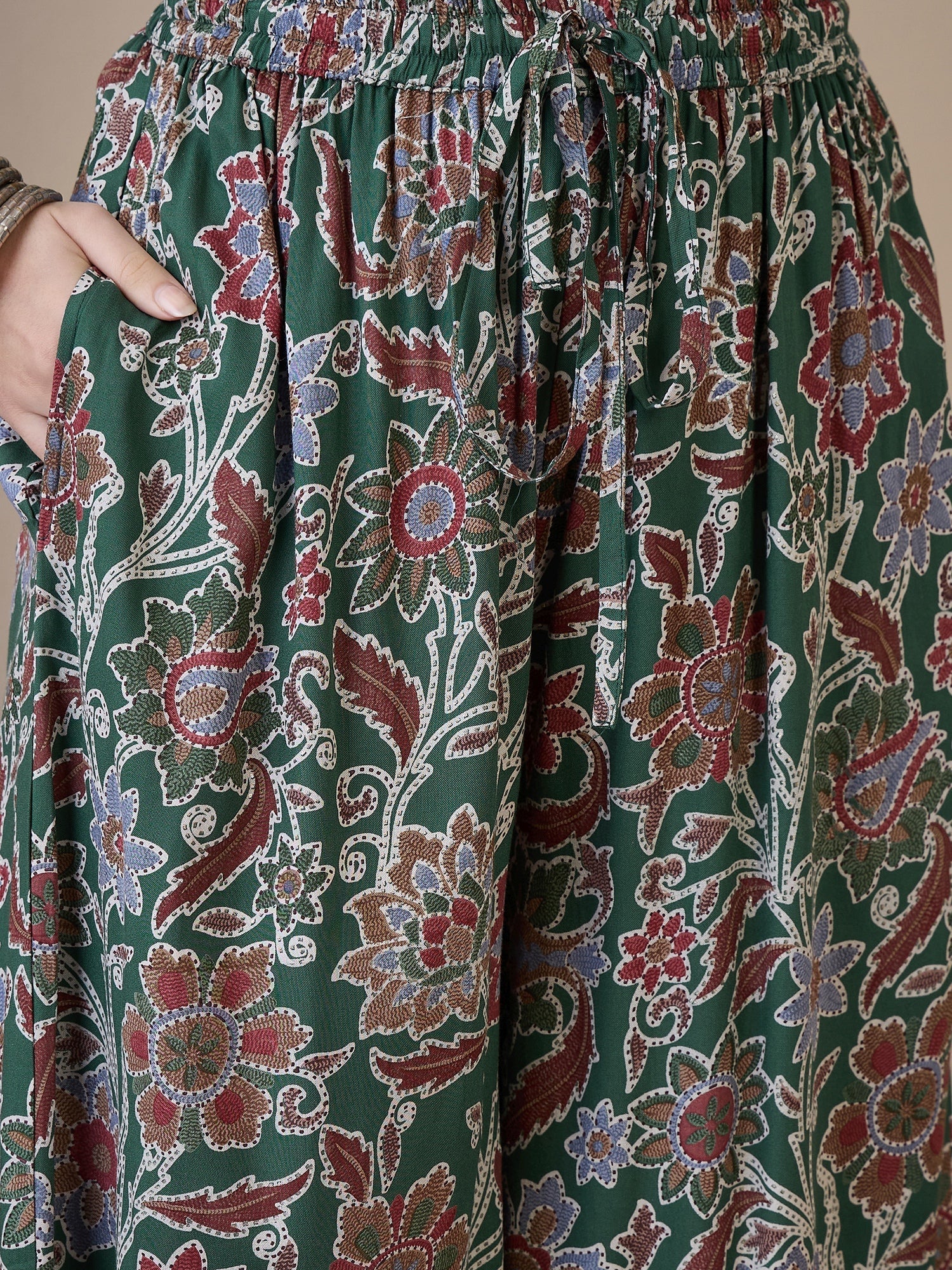 InWeave Green Big Jaal Palazzo - Swadesiicart