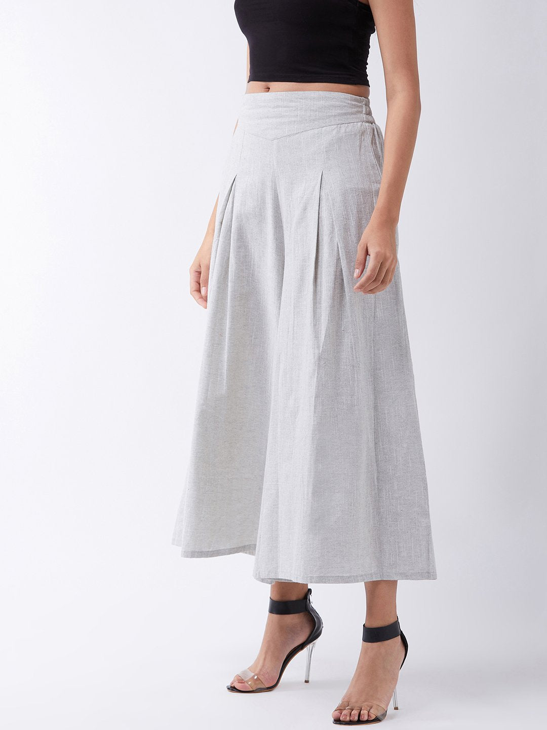 InWeave Grey Handloom Palazzo - Swadesiicart