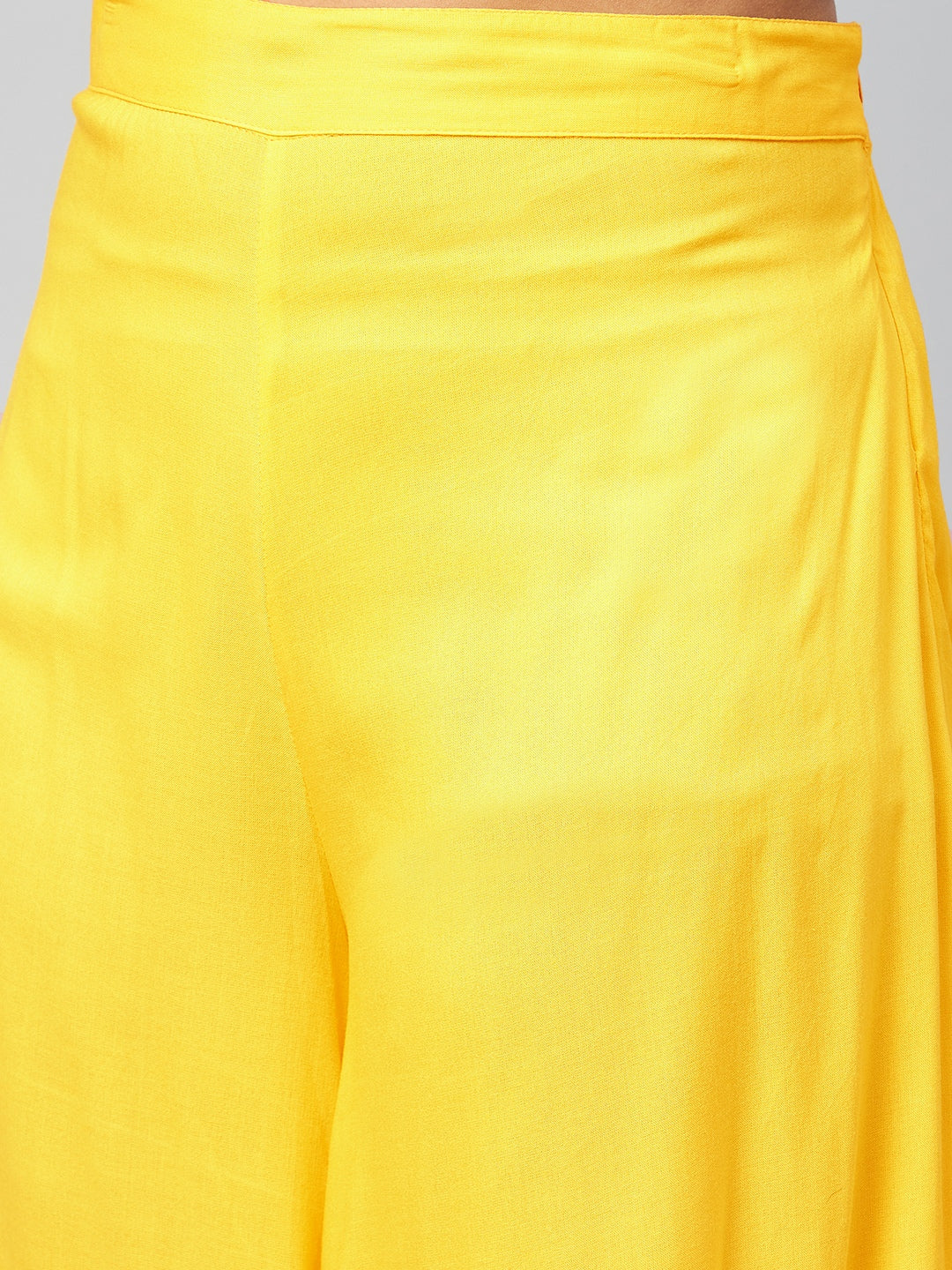 InWeave Women's Solid Yellow Palazzo - Swadesiicart