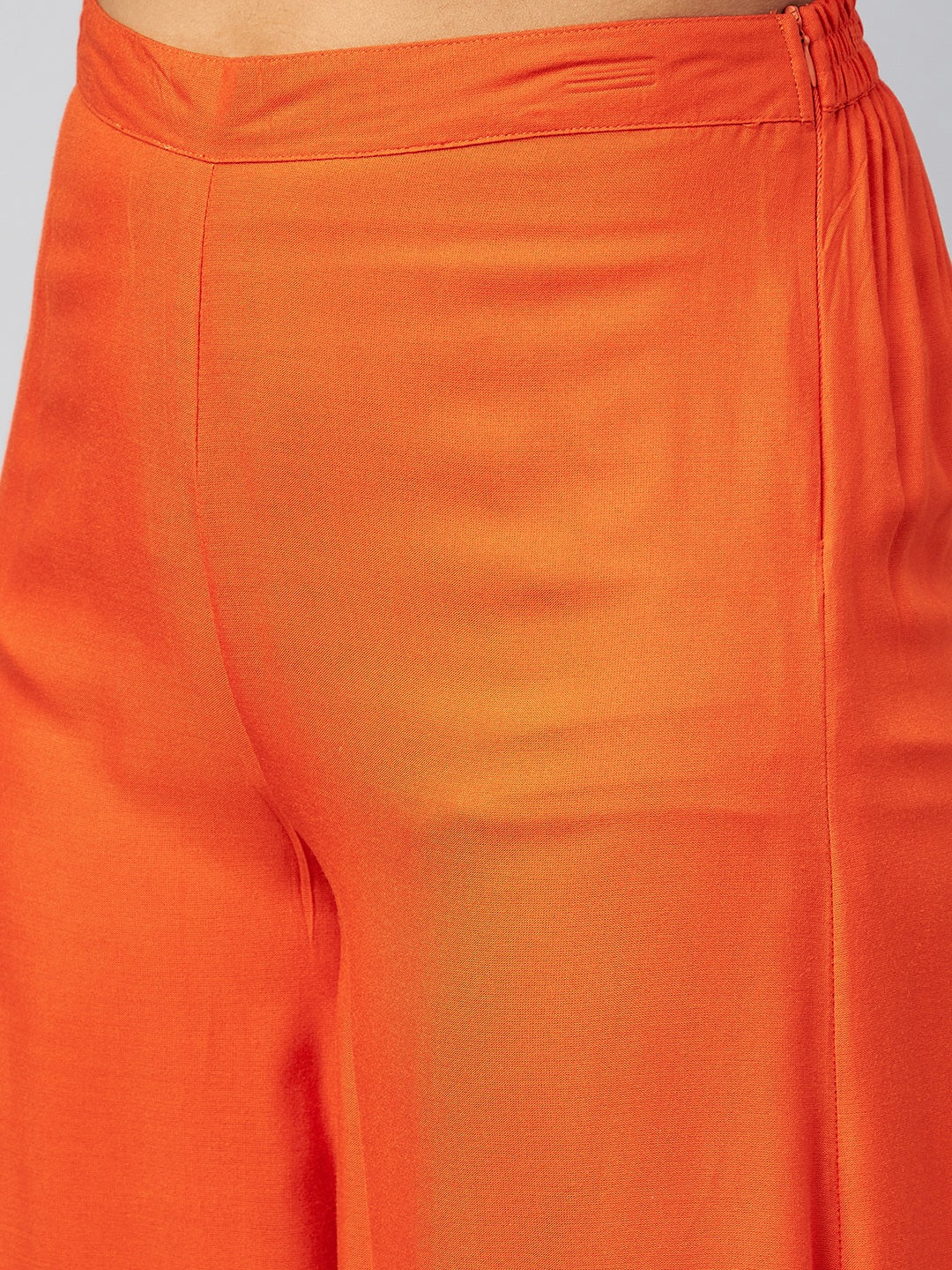 InWeave Solid Orange Palazzo - Swadesiicart