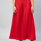 InWeave Solid Red Palazzo - Swadesiicart