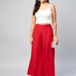 InWeave Solid Red Palazzo - Swadesiicart