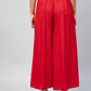 InWeave Solid Red Palazzo - Swadesiicart