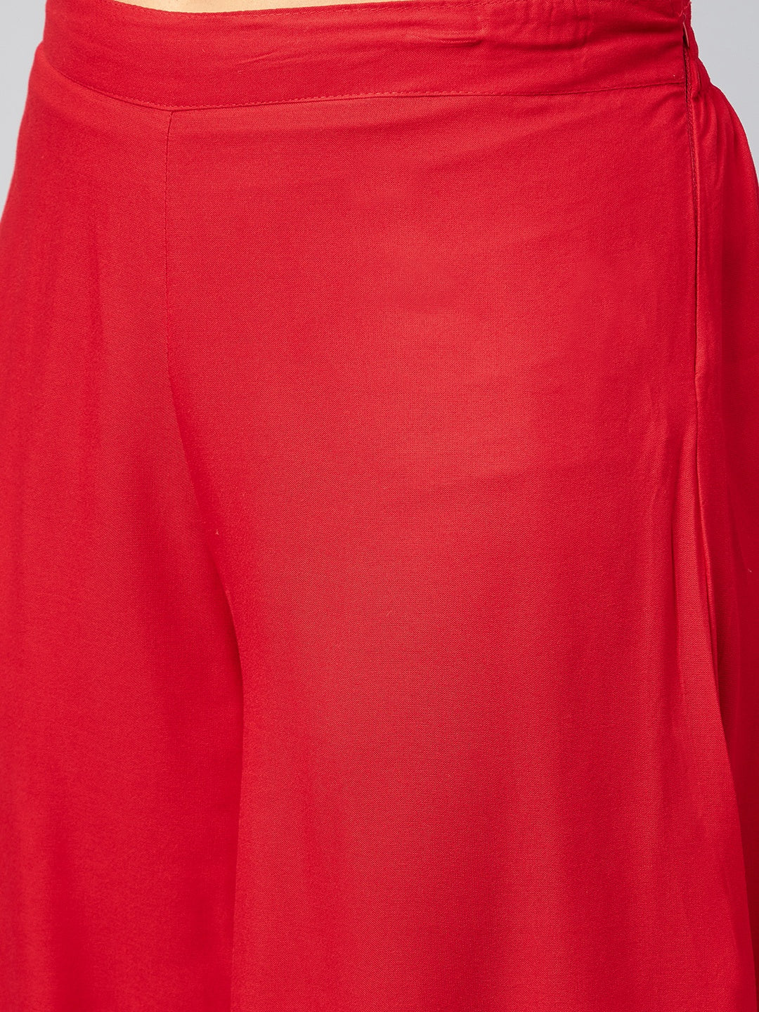 InWeave Solid Red Palazzo - Swadesiicart