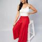 InWeave Solid Red Palazzo - Swadesiicart