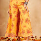 InWeave Mustard Rose Printed Organza Palazzo - Swadesiicart