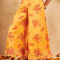 InWeave Mustard Rose Printed Organza Palazzo - Swadesiicart