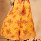InWeave Mustard Rose Printed Organza Palazzo - Swadesiicart