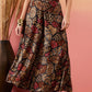 InWeave Black Grey Leaf Print Foil Palazzo - Swadesiicart