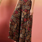 InWeave Black Grey Leaf Print Foil Palazzo - Swadesiicart