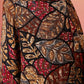 InWeave Black Grey Leaf Print Foil Palazzo - Swadesiicart