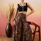 InWeave Black Grey Leaf Print Foil Palazzo - Swadesiicart