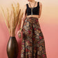 InWeave Black Grey Leaf Print Foil Palazzo - Swadesiicart