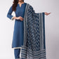 InWeave Blue Floral Cotton Dupattas - Swadesiicart