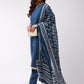 InWeave Blue Floral Cotton Dupattas - Swadesiicart