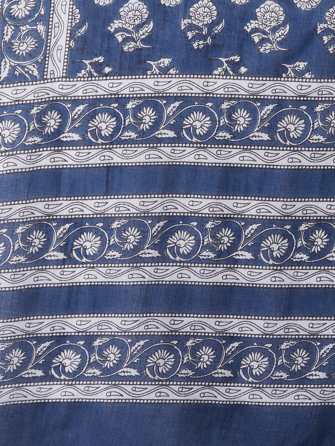 InWeave Blue Floral Cotton Dupattas - Swadesiicart