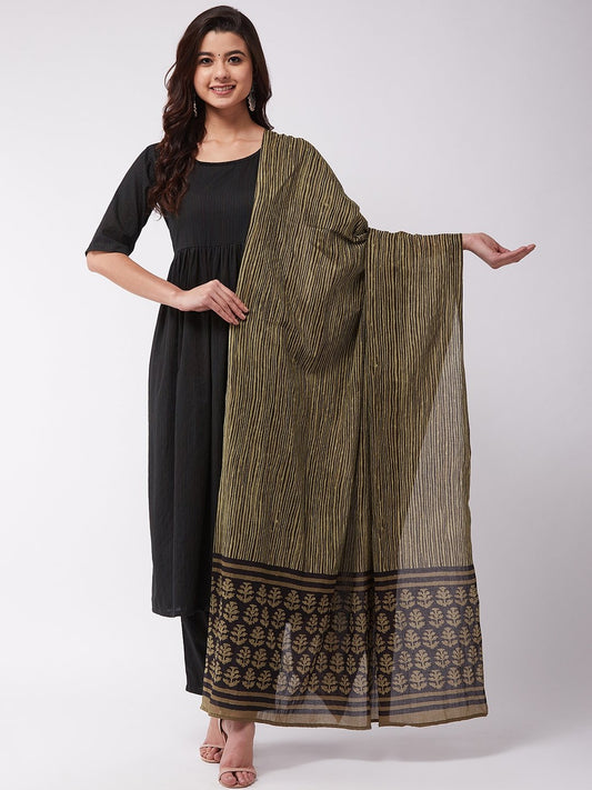 InWeave Green Boota Cotton Dupattas - Swadesiicart
