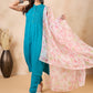 InWeave White Peach Floral Print Organza Dupatta - Swadesiicart